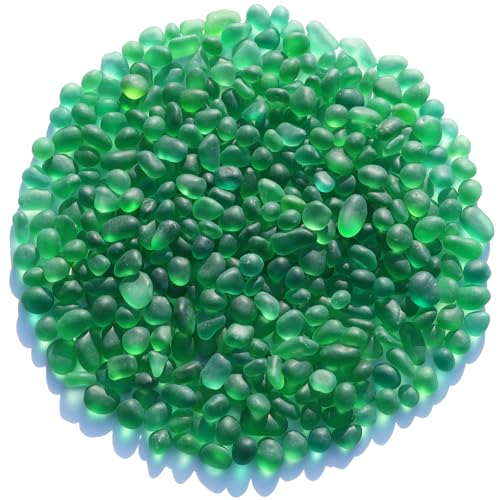 QYGL Sea Glass Stones - 0.55LB Green Frosted Glass Pebbles Gemstones - color: Green