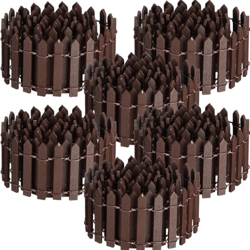 6 Pcs 40 Inch Fairy Fence Wood Miniature Garden Picket Fence Decorations for DIY Plant Pot House Home Outdoor Diorama Project(Brown) - color: Brown