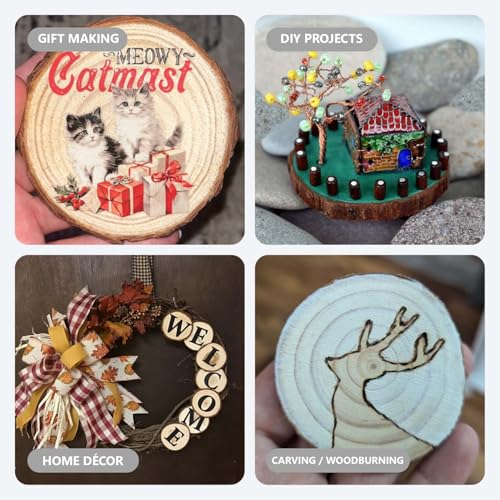 3 Inch Wood Slices (2.8-3.1”) 16 Pieces Wooden Discs Ornaments Bulk | unfinished natural wooden rounds circles blocks coasters cookies for crafts,no holes,for centerpieces,with bark - size: 2.8-3.1 Inch 16 pcs