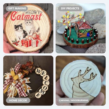 3 Inch Wood Slices (2.8-3.1”) 16 Pieces Wooden Discs Ornaments Bulk | unfinished natural wooden rounds circles blocks coasters cookies for crafts,no holes,for centerpieces,with bark - size: 2.8-3.1 Inch 16 pcs