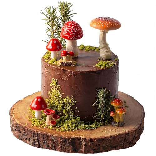 Gemscream 15 Pcs Mushroom Cake Decorations Artificial Mushroom