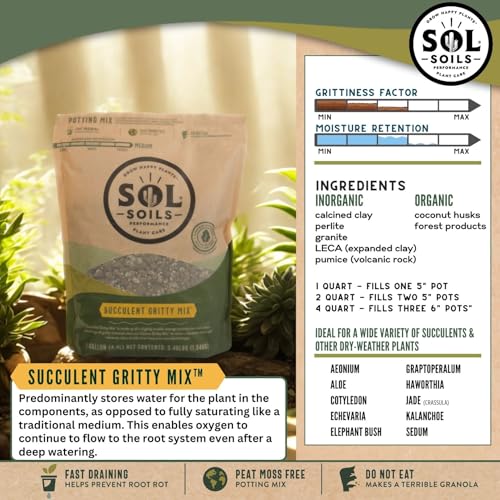 Succulent Gritty Mix 7 Gallon Box - Fast Draining Peat Moss Free Succulent Soil Potting Mix with Coconut Husk Chips, Perlite & Pumice - size: 7 Gallon