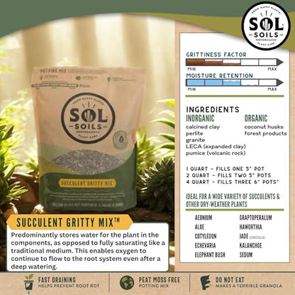 Succulent Gritty Mix 7 Gallon Box - Fast Draining Peat Moss Free Succulent Soil Potting Mix with Coconut Husk Chips, Perlite & Pumice - size: 7 Gallon