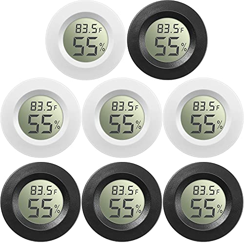 Weewooday 8 Pcs Mini Hygrometer Thermometer Digital LCD, Black, White | Monitor Indoor Outdoor Room, Humidity Meter Temperature Gauge for Greenhouse Garden Reptile Incubator Cellar,℉ or ℃ - size: Black, White