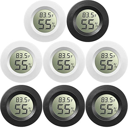 Weewooday 8 Pcs Mini Hygrometer Thermometer Digital LCD, Black, White | Monitor Indoor Outdoor Room, Humidity Meter Temperature Gauge for Greenhouse Garden Reptile Incubator Cellar,℉ or ℃ - size: Black, White