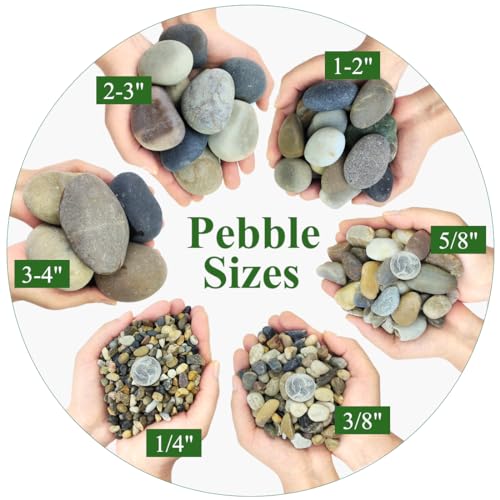 20lbs Aquarium Rocks, 5/8" Natural River Rocks for Plants | Decorative Polished Mixed Pebbles for Fish Tank, Landscaping, Gardening, Flower Pots, Vase Fillers, Indoor Water Fountains - size: 5/8 Inch
