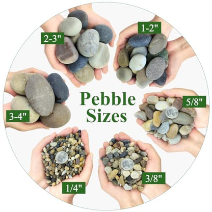 YISZM 20lbs Natural River Rocks for Plants, 3/8" Aquarium Gravel | Decorative Polished Mixed Pebbles for Fish Tank, Gardening, Flower Pots, Vase Fillers, Indoor Water Fountains, Landscaping - size: 3/8 Inch