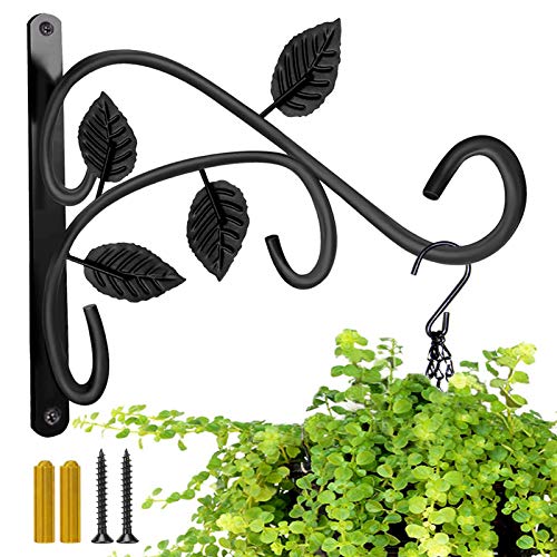 Hanging Plant Bracket, 12 Inch Wall Mount Hanger, Rust-Resistant Metal Plant Hanger for Flowers, Lanterns, Bird Feeders, Wind Chimes (Set of 1)