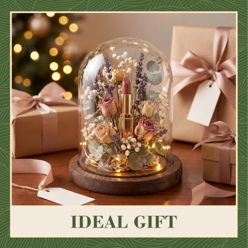 Suclain 4 Pcs Glass Display Dome Cloche Clear Dome Cloche with Wood Base Tabletop Jar Display Case for Home Office Wedding(Coffee Brown,4 x 5.5 Inch) - color: Coffee Brown, size: 4 x 5.5 Inch