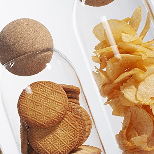 IVAILEX Glass Jars with Cork Lids, Candy Jar with Lid, Coffee jar for Counter, Cookie Jar with Airtight Lids, Clear Glass Jar for Candy, Tea, Coffee Bean, Sugar, Spices, Apothecary etc (450ml/15oz) - size: 450 ml (15 oz)