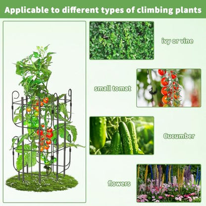 Garden Trellis for Climbing Plants Outdoor, Expandable Heavy-Duty Metal Trellis for Tall Plants, Flowers Vine Ivy, Sturdy Houseplant Pothos Plant Climber Support - size: 8 Pack-16.9in(H)x12.5in(L)