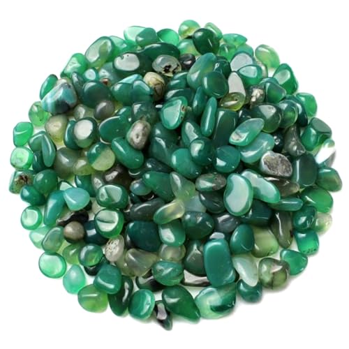 1 LB (460g) Natural Polished Crushed Agate Crystal Chips, Green - color: Green