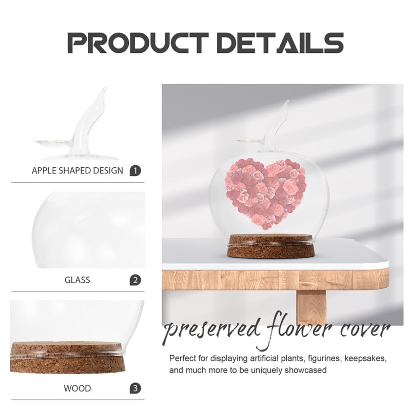 Homsfou Decorative Glass Dome with Cork Tray 6.29X5.31X5.31In Clear Glass Cover for Preserved Flowers Candles Succulents Home Decor and Wedding Centerpiece