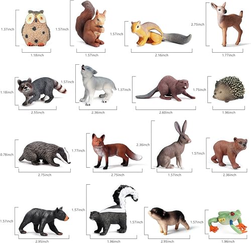 Gemini&Genius 16PCS Woodland Animal Baby Toys, Forest Animal Figure Set | Jungle Animals, Soild Plastic Educational Toys, Cake Toppers Cupcake Toppers and Gifts for Kids - color: A 16pcs Woodland Animals