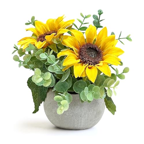 Artificial Sunflowers in Pots Fake Plants for Home Bathroom Decor | Sunflower Decor, Small Artificial Plants in Pots, Sunflower Bathroom Decor, Small Fake Plant, Home Office Desk Shelf Decor - color: 1 Pack Sunflowers