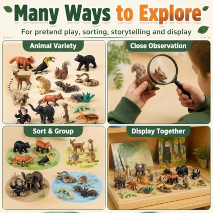 EOIVSH 16pcs Forest Animal Figures for Kids, Realisitc Safari & Jungle Animal Toy Figurines, Educational Animal Playset for Cake Topper Party Favors Birthday Gift