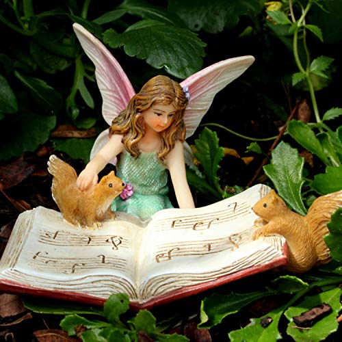 PRETMANNS Fairy Garden Accessories Fairies Figurines, 1 Item | Outdoor Indoor, Bonnie Miniature Fairy Garden Figurine with Squirrels, For Fairy Villages and Gardens