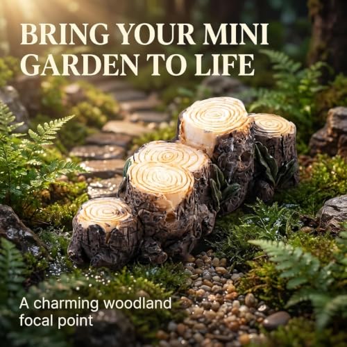 2Pcs Miniature Resin Stump Micro Landscape Fairy Garden Ornament Mini Doll House Outdoor Landscape Decor Outdoor Statues Garden Sculptures Outdoor Décor Miniature Landscape