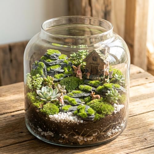 Miniature Moss Stones for Terrarium - Tree Bark Diorama Rocks for Miniature Terrain Display - Lightweight Reptile Habitat Decor - NOT for Aquarium Underwater Use - 24 Pcs Flocking-Covered (1-2 inch) - style: 24P Flocking Slate Rocks (Wooden)