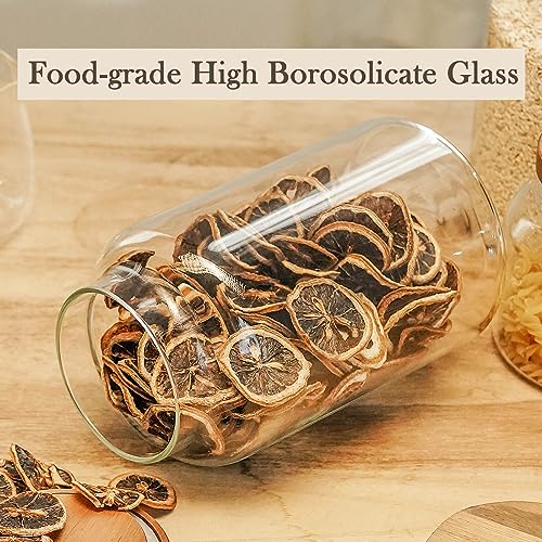 Labina Glass Storage Container Airtight Food Jars Kitchen Canister with Wood Lids, 88 Oz Wide Mouth Pantry Organization Glass Jar for Flour, Sugar, Cookie, Spagetti, Nuts and Candy (2 Pack) - size: B6: 88 Oz 2 pcs
