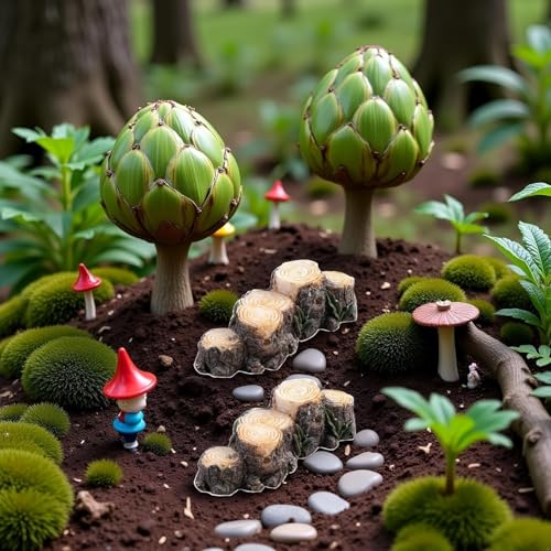 2Pcs Miniature Resin Stump Micro Landscape Fairy Garden Ornament Mini Doll House Outdoor Landscape Decor Outdoor Statues Garden Sculptures Outdoor Décor Miniature Landscape