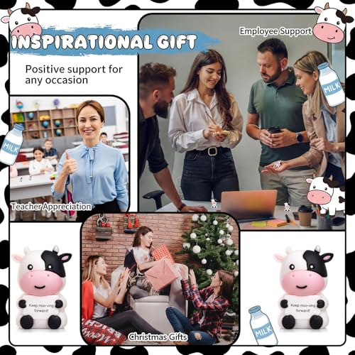 Gejoy 25 Pcs Mini Rubber Cow Toys Positive Mini Cows Figures | Tiny Figurines to Hide, Cow Gifts with Motivational Quote, Birthday Encouragement Gifts for Coworker Desk Decor - style: Cow