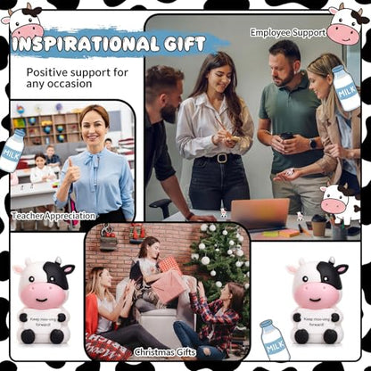 Gejoy 25 Pcs Mini Rubber Cow Toys Positive Mini Cows Figures | Tiny Figurines to Hide, Cow Gifts with Motivational Quote, Birthday Encouragement Gifts for Coworker Desk Decor - style: Cow