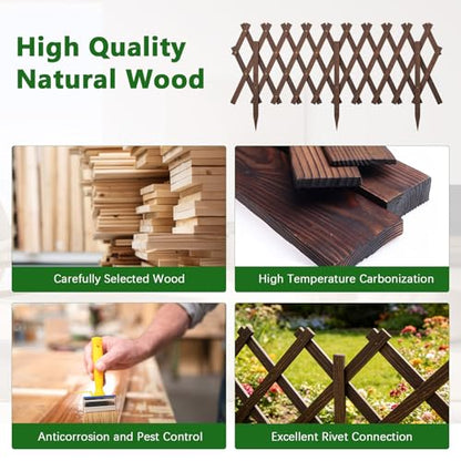 Expandable Garden Fence, Wood Lattice Panels for Outside, Trellis for Climbing Plants Outdoor for Climbing Plants Such as Ivy and Roses, As Well as Decorating Garden Terraces and Rooms (2)