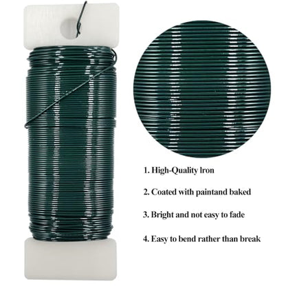 22 Gauge Green Metal Floral Wire, 38 Yards/35 Meters,for Christmas Wreaths,Tree Decoration,Flower Arrangement,Craft Wire,Flower Wire,Garden Wires,Flowers Bouquet Accessories,Jewelry Wires DIY - size: 22Gauge-Green-1P/38Yards