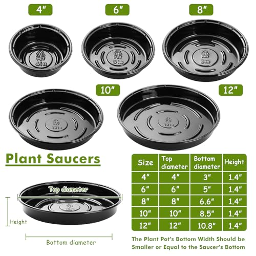 Plant Saucer 30 Pack Plant Trays for Pots 4/6/8/10/12 Inch Plastic Plant Saucers for Outdoors & Indoors Black Drip Trays for Potted Plants Flower Pot Plates to Catch Water Drainage Dishes No Holes - size: 4/6/8/10/12 Inch - 30 Pack