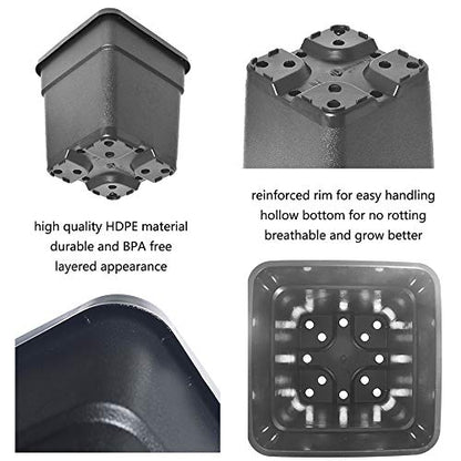 Square Nursery Pots Plant Pots Grow Pots Nursery Container Fit for Planting Soil Plants 10 Gallon 5Pcs - color: Black, size: 10 Gallon-5pcs