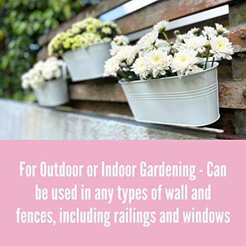 LaLaGreen Rail Planter (9.8 in, 2 Pack) White Metal Fence Deck Buckets - size: 9.8" (25 cm) x 2 Pack