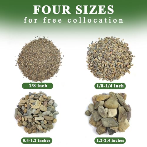 Aquarium Gravel, 10lbs Fish Tank Rocks, 1.2-2.4 inches | Aquascape Substrate for Turtle Tank, River Rocks, Safe for Aquariums, Terrariums - size: 1.2 - 2.4 inches