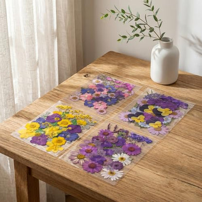 135 Pcs Dried Pressed Flowers for Crafts Resin Real Flat Natural Pressed Flowers with Tweezer for Scrapbooking Silicone Epoxy Resin Molds Crafts Candle Soap Making Nail Bookmark Jewelry DIY Art Supply - color: 135pcs Purple