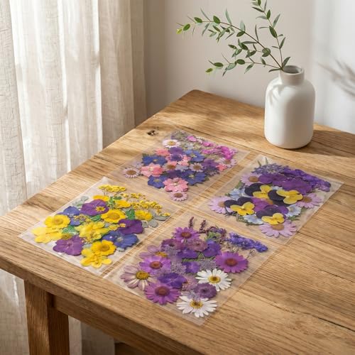 135 Pcs Dried Pressed Flowers for Crafts Resin Real Flat Natural Pressed Flowers with Tweezer for Scrapbooking Silicone Epoxy Resin Molds Crafts Candle Soap Making Nail Bookmark Jewelry DIY Art Supply - color: 135pcs Purple