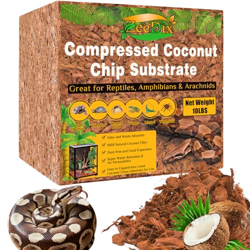 ZeeDix 10LBS Coconut Husk Chip Substrate for Reptiles, 72QT Coco Husk Chips - color: 1 Pack-10 LBS