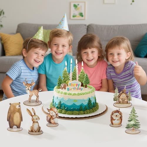 12 Pack Woodland Animals Baby Shower Decorations, Kid Forest Happy Birthday Decoration Centerpieces for Tables Woodland Nursery Animal Decor Home Office Farmhouse