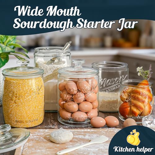 Glass Cookie Jars with Lids Airtight, 1.5 Gallon Glass Jar, 2 Pack | 5.7''Wide Mouth, Glass Lid, Scale Mark, Heavy Duty Glass Canisters for Kitchen Counter, Pantry, Sugar, Dog Treat - size: 1.5 Gallon