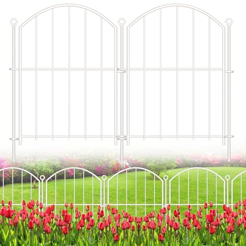 Decorative Garden Fence, 17in (H) x 10ft(L) No Dig Fence - color: White, size: 17 in(H)