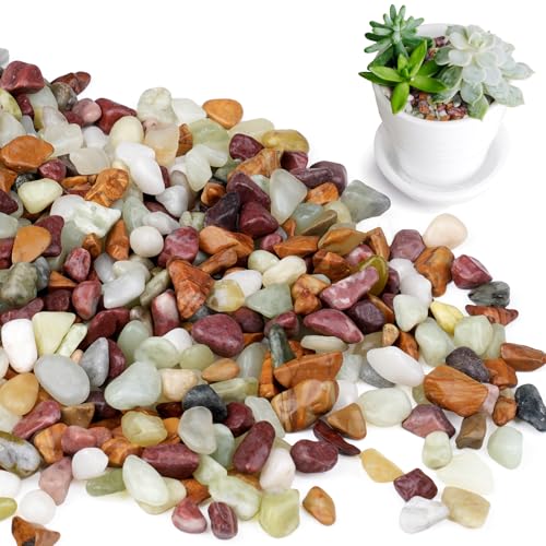 5lbs Pebbles for Indoor Plants, 3/8 Inch Small Rocks for Potted Plants, Succulents, Vase Fillers, Cactus Planters, Bird Bath, Fountain, Outdoor Garden Landscaping - color: Colorful 3/8 Inch