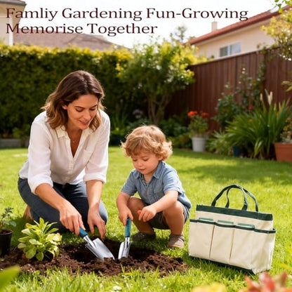 8-Piece Heavy-Duty Gardening Tools Set with Tote Bag - Rust-Proof Aluminum Gardening Hand Tools with Ergonomic Non-Slip Rubber Grips - Gardening Supplies Set Ideal Gift for Men & Women
