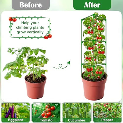 3 Packs Fiberglass Tomato Cages for Garden, 56 Inch Tall Tomato Plant Support, Adjustable Tomatoes Stakes Plant Climbing Trellis for Garden Vegetables Fruits, Tomatoes Support Cages with Clips - size: 3 Packs 56 Inches
