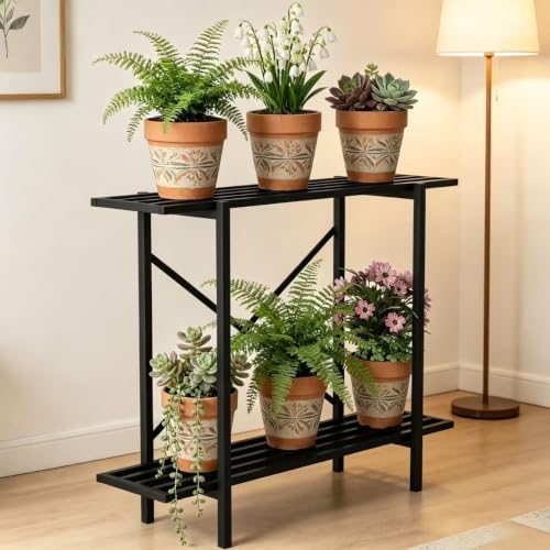 Zhongma 2 Tier Window Height Metal Plant Stand Indoor L35.43 easy assembly