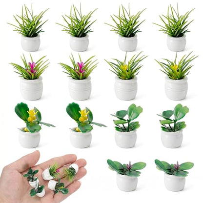 14 Pcs Miniatures Dollhouse Plants Mini Dollhouse Accessories