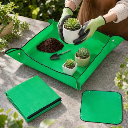 2 Pack-Repotting Mat for Indoor Plant Transplanting and Mess Control Thickened Waterproof Potting Tray Foldable Potting Mat Portable Gardening Mat Garden Gifts(26.8"x 26.8") Green - size: 2 Pack - 26.8 x 26.8 Inch, Green