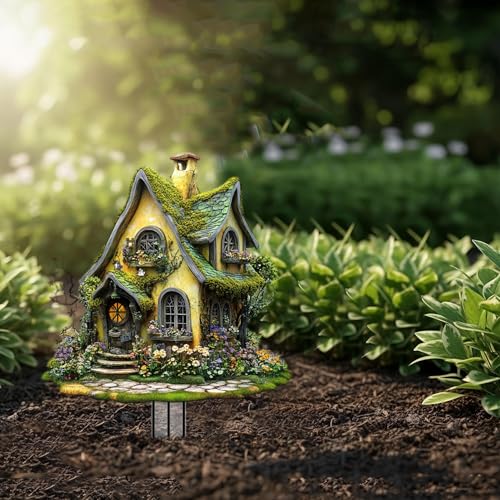 House Garden Stakes Decor Yard Acrylic - 2D Spring Garden Acrylic Sign Decoration, Yard Art, Gift for Nature Lovers, for Indoor & Outdoor Flower Pots, Yard, Mini Gardens & Lawn (5.9”x5.9”) Y33