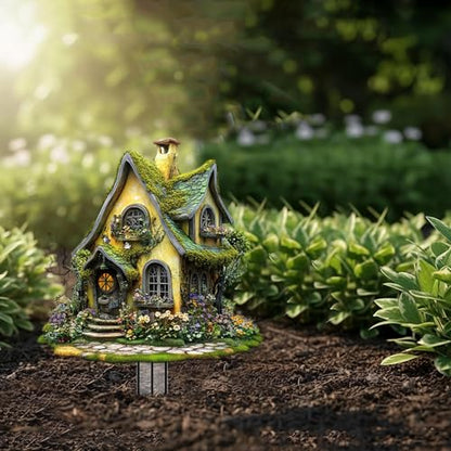 House Garden Stakes Decor Yard Acrylic - 2D Spring Garden Acrylic Sign Decoration, Yard Art, Gift for Nature Lovers, for Indoor & Outdoor Flower Pots, Yard, Mini Gardens & Lawn (5.9”x5.9”) Y33