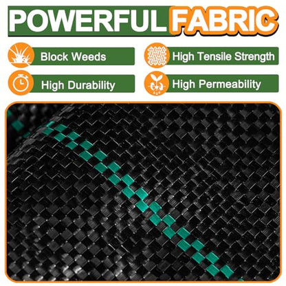 Winisok 4FT x 300FT Weed Barrier Landscape Fabric, 3.2oz Woven Garden Cloth, Heavy Duty Breathable Ground Cover for Landscaping, Gardening and Farming - size: 4ft x 300ft