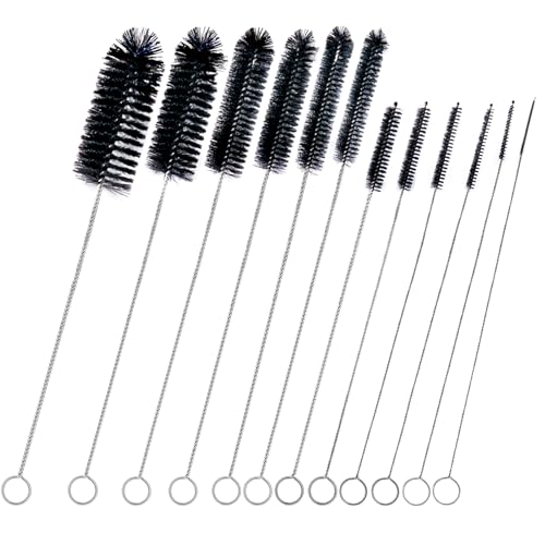 Brush Family Straw Cleaner Brush Set 12 Pieces Extra Long | Pipe Water Bottle Brushes for Cleaning Reusable Drinking Straws,Bird Feeders,Pipes,Black (12pcs different diameters set) - size: 10-12 inch mixed diameters set (12pcs)