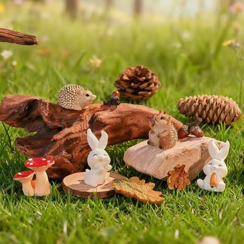 VerdantVibes Fairy Garden Accessories Kit – 16-Piece Miniature Woodland Decor with Pinecone House, Mushroom & Gift Box – Fairy Garden Figurines for Indoor Outdoor Fairy Garden Decorations